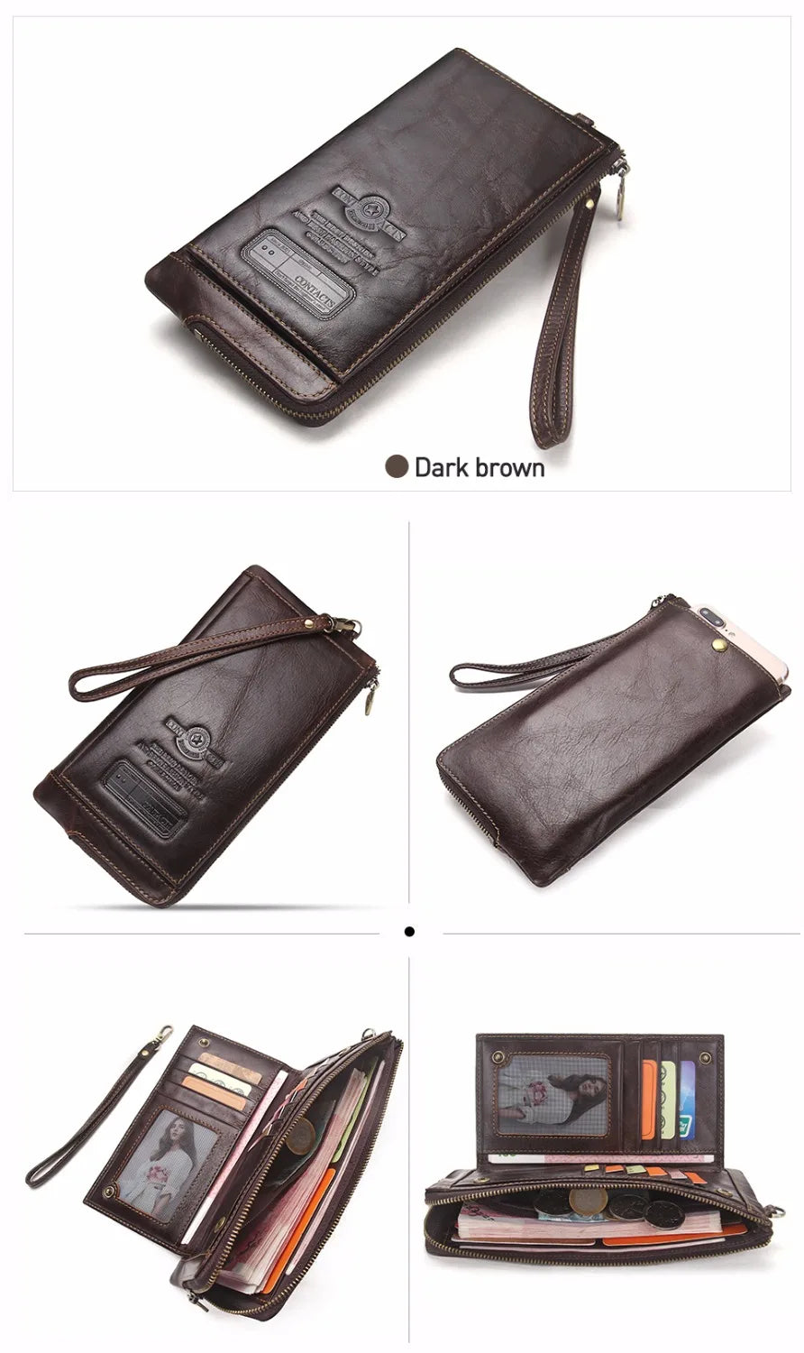 2022 Men Wallet Clutch Genuine Leather Brand Rfid Wallet Male Organizer Cell Phone Clutch Bag Long Coin Purse Free Engrave