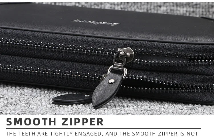 Baellerry Men Wallets Large Capacity Name Engraving High Quality Card Holder Male Purse Zipper Wallet For Men