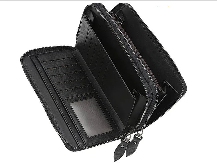 Baellerry Men Wallets Large Capacity Name Engraving High Quality Card Holder Male Purse Zipper Wallet For Men