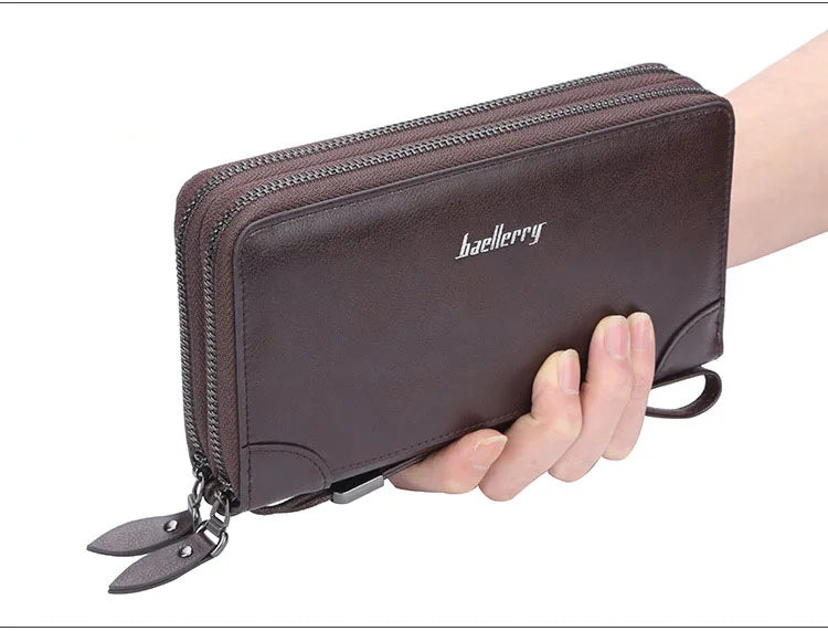 Baellerry Men Wallets Large Capacity Name Engraving High Quality Card Holder Male Purse Zipper Wallet For Men