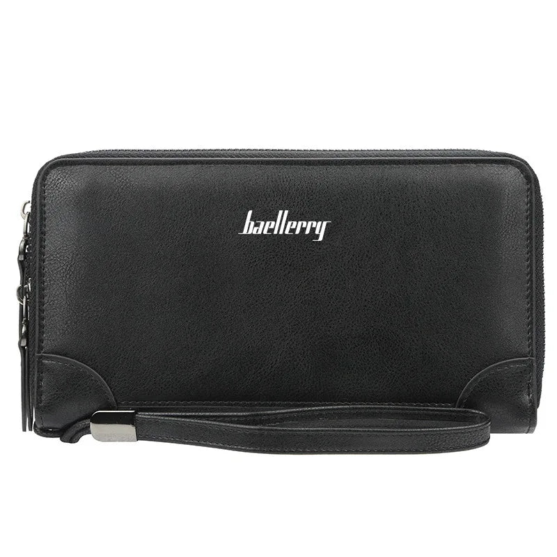 Baellerry Men Wallets Large Capacity Name Engraving High Quality Card Holder Male Purse Zipper Wallet For Men