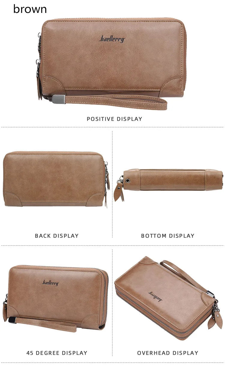 Baellerry Men Wallets Large Capacity Name Engraving High Quality Card Holder Male Purse Zipper Wallet For Men
