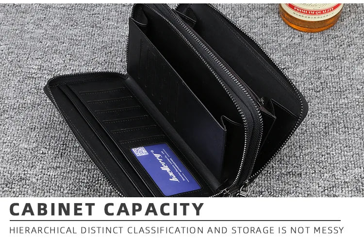 Baellerry Men Wallets Large Capacity Name Engraving High Quality Card Holder Male Purse Zipper Wallet For Men