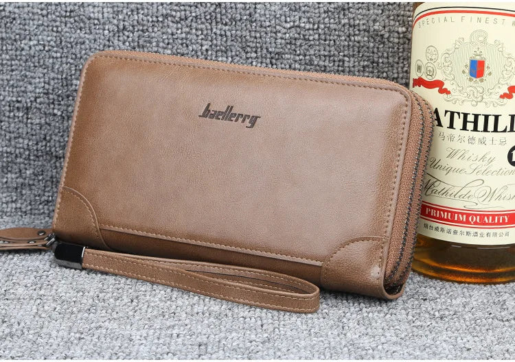 Baellerry Men Wallets Large Capacity Name Engraving High Quality Card Holder Male Purse Zipper Wallet For Men