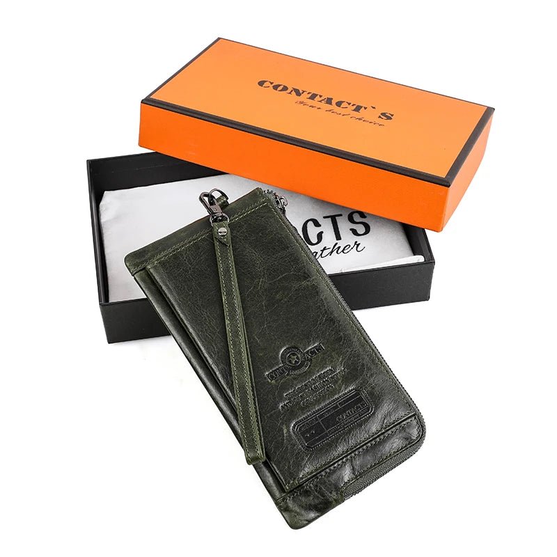 2022 Men Wallet Clutch Genuine Leather Brand Rfid  Wallet Male Organizer Cell Phone Clutch Bag Long Coin Purse Free Engrave