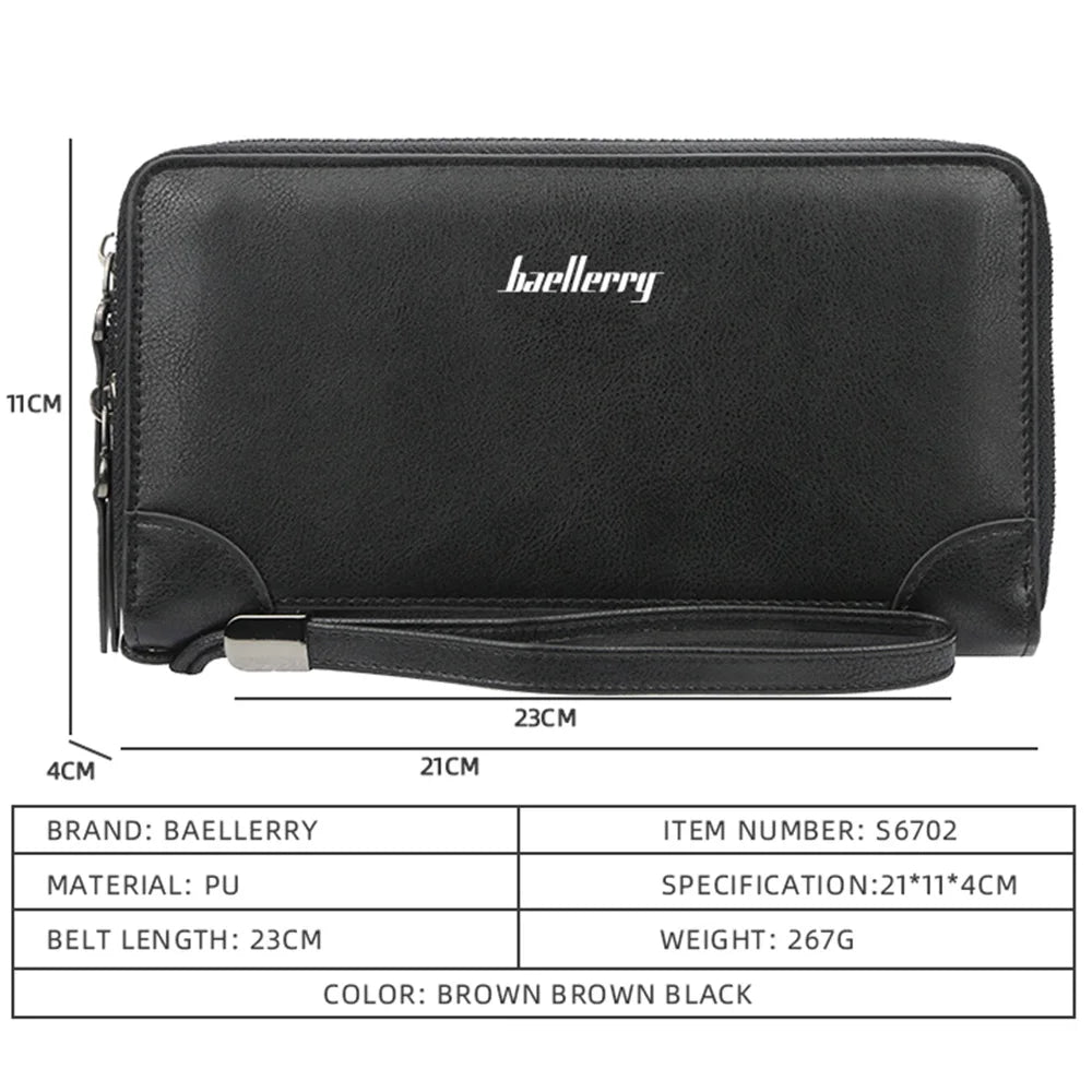 Baellerry Men Wallets Large Capacity Name Engraving High Quality Card Holder Male Purse Zipper Wallet For Men