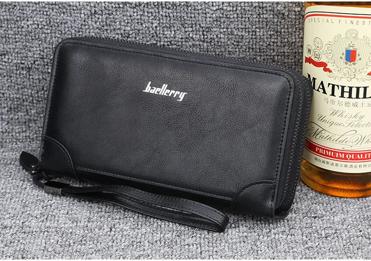 Baellerry Men Wallets Large Capacity Name Engraving High Quality Card Holder Male Purse Zipper Wallet For Men