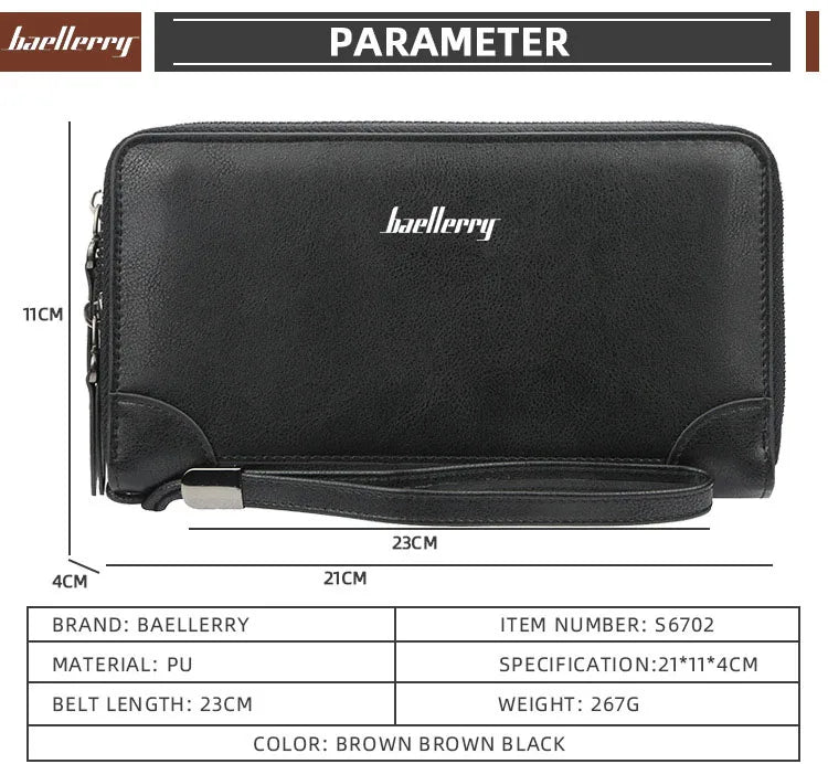 Baellerry Men Wallets Large Capacity Name Engraving High Quality Card Holder Male Purse Zipper Wallet For Men