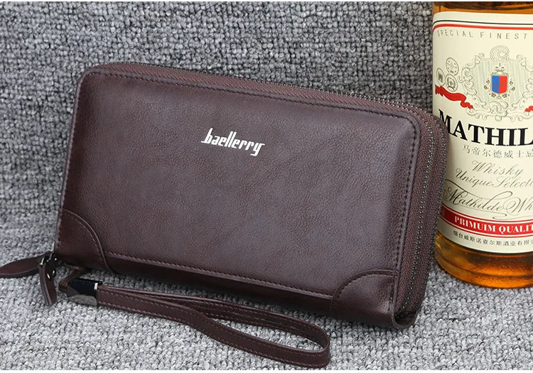 Baellerry Men Wallets Large Capacity Name Engraving High Quality Card Holder Male Purse Zipper Wallet For Men