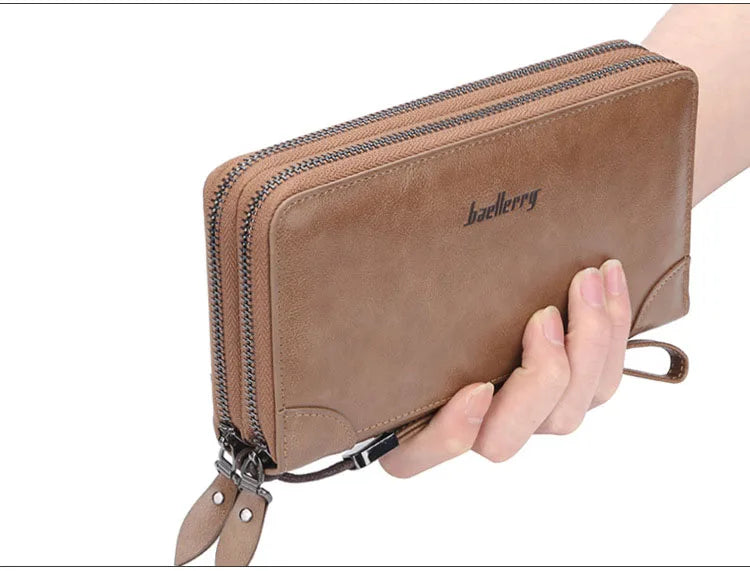 Baellerry Men Wallets Large Capacity Name Engraving High Quality Card Holder Male Purse Zipper Wallet For Men