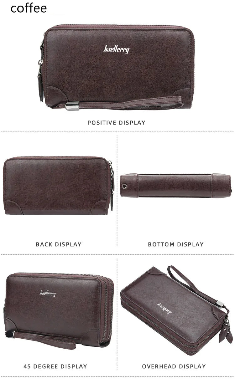 Baellerry Men Wallets Large Capacity Name Engraving High Quality Card Holder Male Purse Zipper Wallet For Men