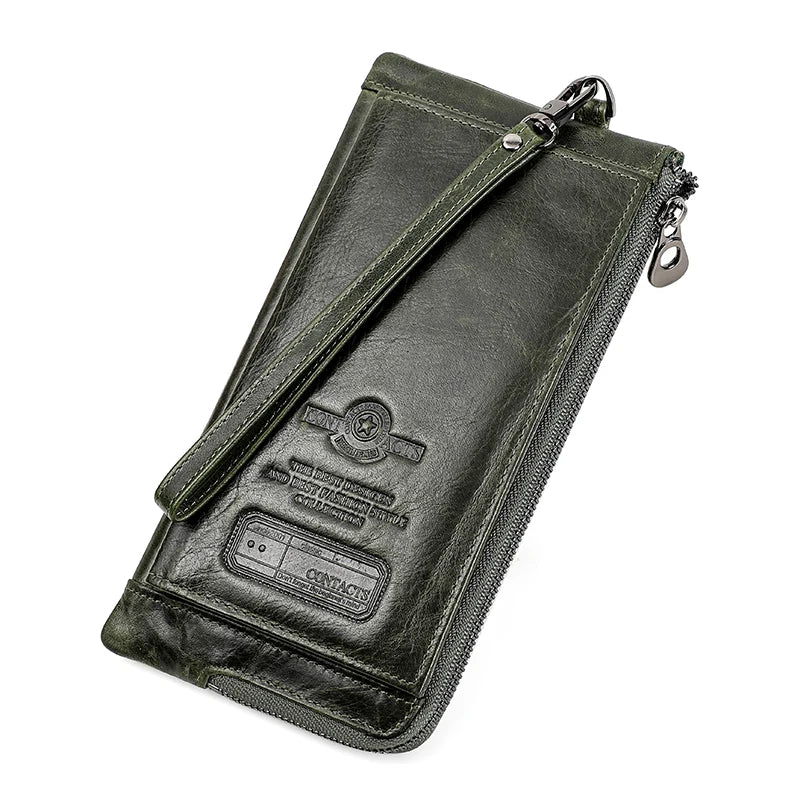 2022 Men Wallet Clutch Genuine Leather Brand Rfid  Wallet Male Organizer Cell Phone Clutch Bag Long Coin Purse Free Engrave