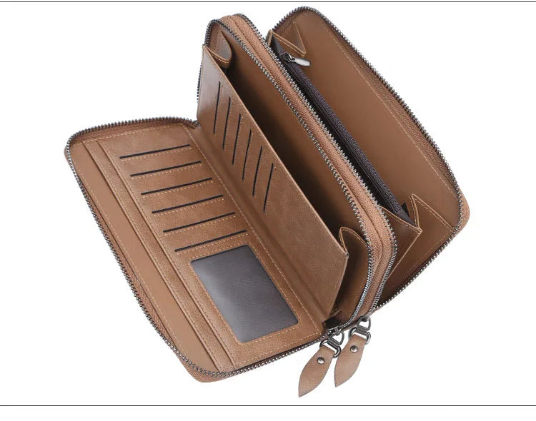 Baellerry Men Wallets Large Capacity Name Engraving High Quality Card Holder Male Purse Zipper Wallet For Men