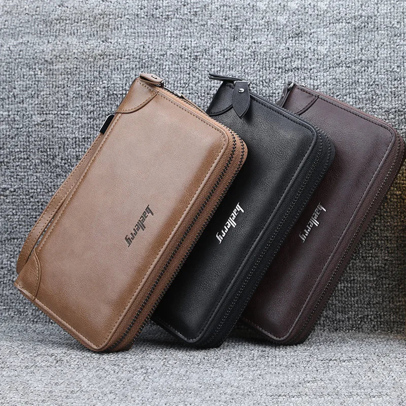 Baellerry Men Wallets Large Capacity Name Engraving High Quality Card Holder Male Purse Zipper Wallet For Men