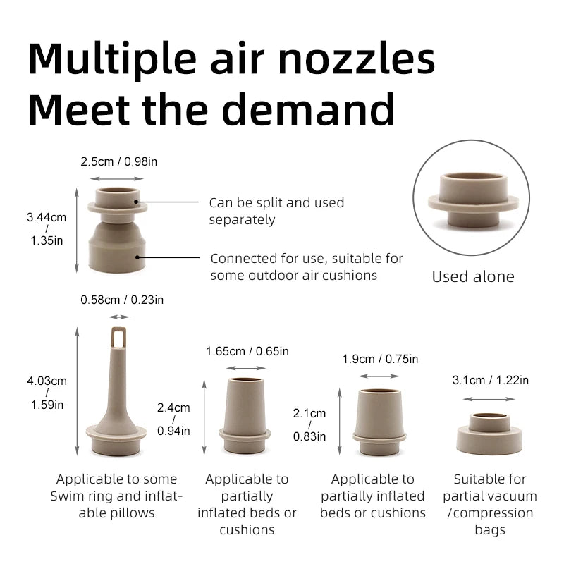3 in 1 Electric Air Pump with Lights Mini Wireless Air Compressor USB Charging Inflator/Deflator Pumps for Outdoor Camping