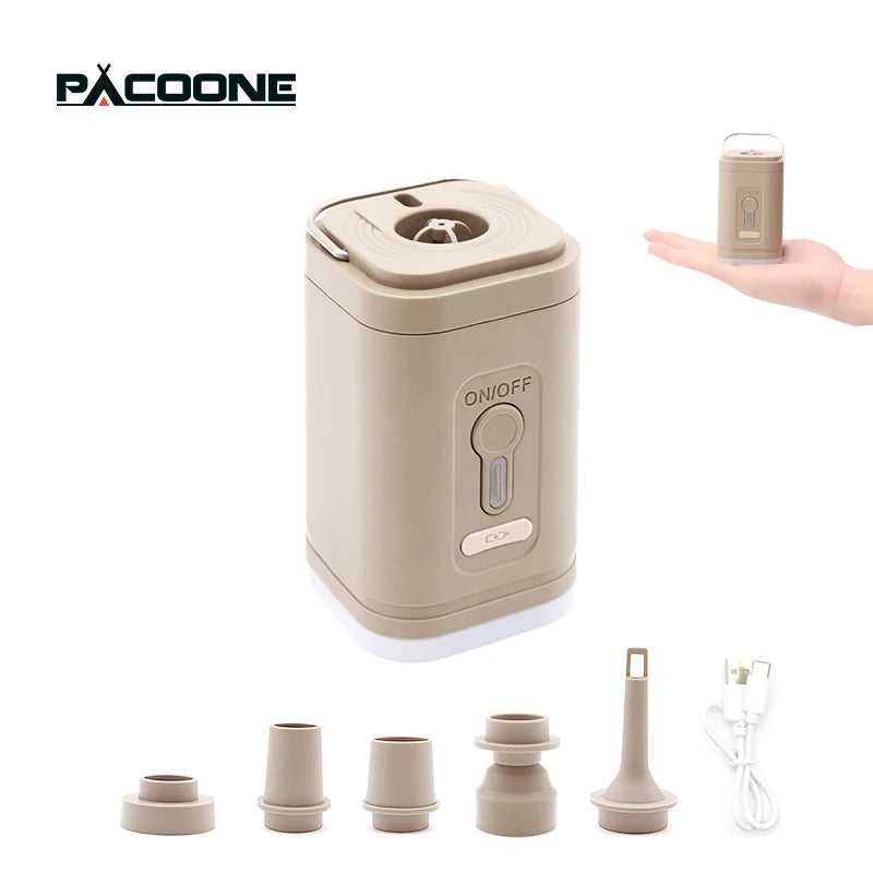 3 in 1 Electric Air Pump with Lights Mini Wireless Air Compressor USB Charging Inflator/Deflator Pumps for Outdoor Camping